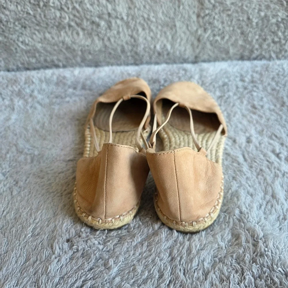 NEW Eileen Fisher Espadrille Flats Leather Tan D'Orsay Sandals Shoes Size‎ 7.5